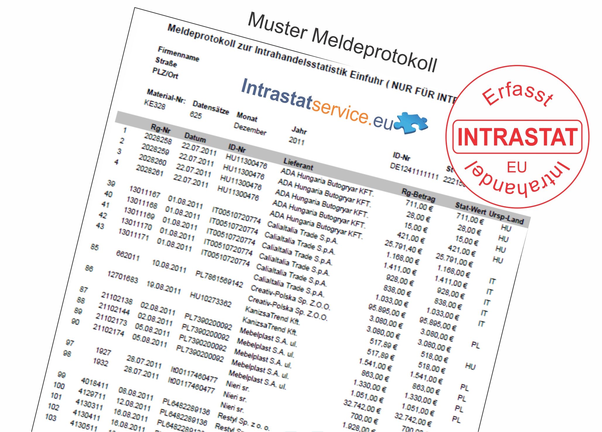 Meldung der Intrastatdaten